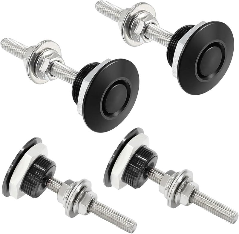 Doaho Pack of 4 Universal Aluminum Vehicle Hood Pins,Diameter 1.25" Quick Latch Bumper Release,Hood Pins for Race Car - Black - Image 1